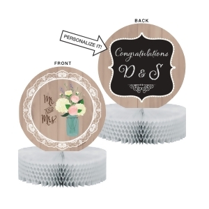 Pack of 6 Rustic Wedding Mr Mrs Die Cut Honeycomb Party Centerpieces 11.5 - All