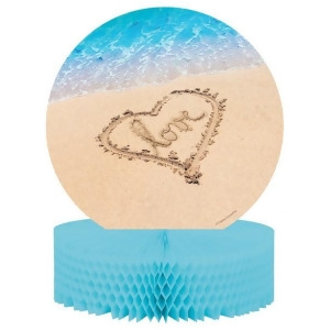 Pack of 6 Beach Love Brown and Blue Die Cut Honeycomb Party Centerpieces 13.75 - All