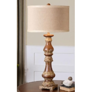34 Dark Pecan with Distressed Ivory Decorative Wooden Table Lamp - All