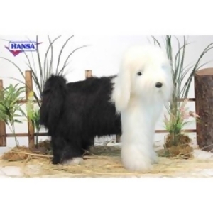 23.5 Like-Like Handcrafted Extra Soft Plush White and Black Standing Sheep Dog Stuffed Animal - All