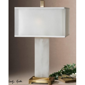 29 White Alabaster with Plated Golden Bronze Decorative Table Lamp - All