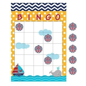 Club Pack of 60 Ahoy Matey Navy Blue Chevron and Yellow Polka Dot Bingo Party Games 10 - All