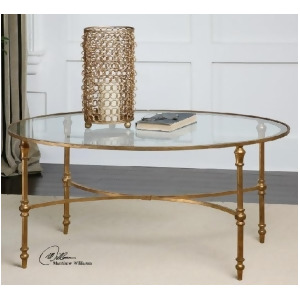 40 Golden Forged Iron Oval Glass Coffee Table - All