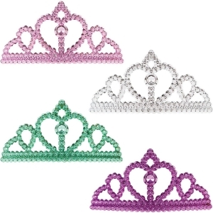 Club Pack of 48 Silver Purple Pink and Blue Plastic Party Tiara Hair Comb Headband Party Favors 10.5 - All