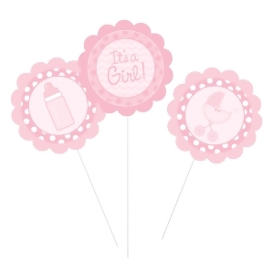 Club Pack of 18 Pink It's a Girl Baby Shower Party Decoration Centerpiece Picks 17 - All