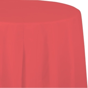 Club Pack of 12 Coral Pink Red Disposable Plastic Octy-Round Picnic Party Table Covers 82 - All