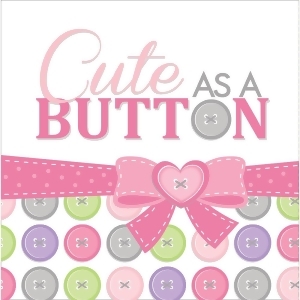 Club Pack of 192 Cute As A Button Girl 3-Ply Paper Party Lunch Napkins 6.5 - All