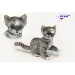 Pack of 4 Life-like Handcrafted Extra Soft Plush Gray And White Kitten Stuffed Animals 7.75 - All