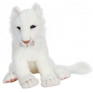 Set of 2 Life-Like Handcrafted Extra Soft Plush White Lion Cub Stuffed Animals 13.75 - All