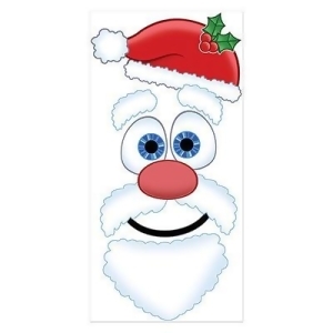 Club Pack of 12 Winter Wonderland Themed Santa Claus Face Door Cover Party Decorations 5' - All