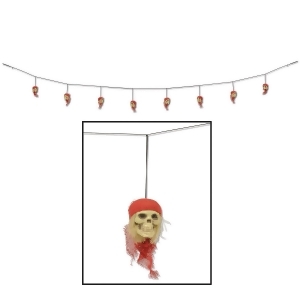 Club Pack of 12 Halloween Red Pirate Skull Hanging Garland 10' - All