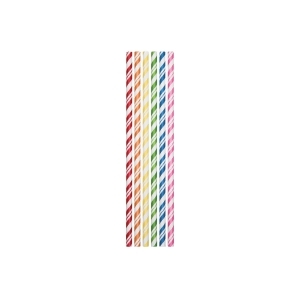 Club Pack of 144 Multi-Colored Candy Striped Paper Drinking Straw Party Favors 7.75 - All