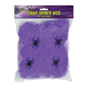 Club Pack of 12 Flame Resistant Giant Purple Halloween Spider Web with Spiders - All