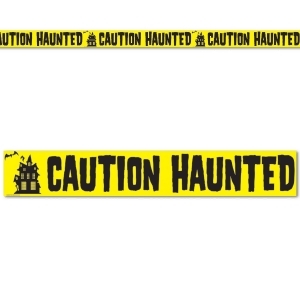 Club Pack of 12 Yellow and Black Caution Haunted Halloween Party Tape Decorations 20' - All