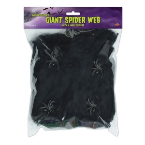 Club Pack of 12 Flame Resistant Giant Black Halloween Spider Web with Spiders - All