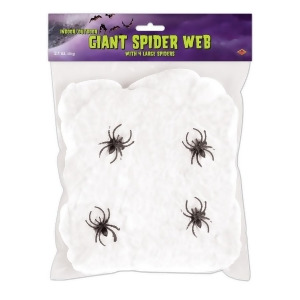 Club Pack of 12 Flame Resistant Giant White Halloween Spider Web with Spiders - All