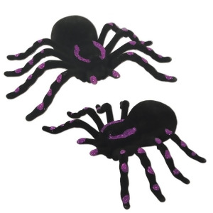 Club Pack of 24 Black and Purple Glittered Spider Halloween Decorations 5.5 - All