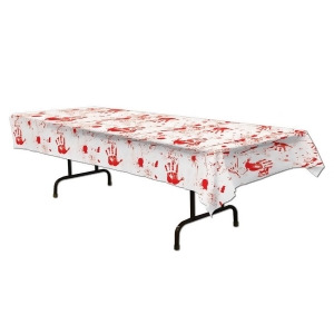 Club Pack of 12 Bloody Handprints Halloween Banquet Table Covers 108 - All