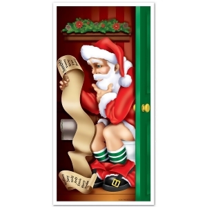 Club Pack of 12 Winter Wonderland Themed Santa Restroom Door Cover Party Decorations 5' - All