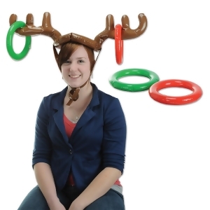 Club Pack of 12 Red Green and Brown Inflatable Reindeer Antlers Ring Toss Games 27 - All