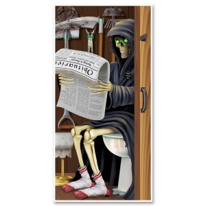 Club Pack of 12 Halloween Themed Grim Reaper Restroom Door Cover Party Decorations 5' - All