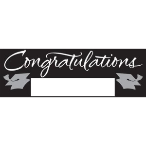 Pack of 6 Black and Silver Giant Graduation Party Banners 5' - All