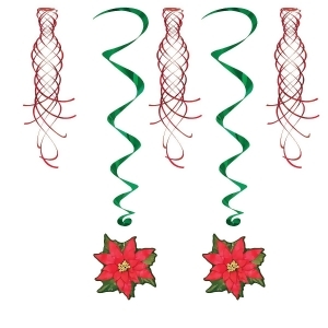Club Pack of 30 Winter Wonderland Themed Poinsettia and Shimmer Whirls Hanging Decorations 40 - All