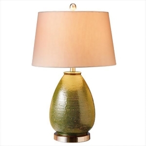 26 Retro-Style Olive Green Reactive Glaze Dotted Pattern Table Lamp - All