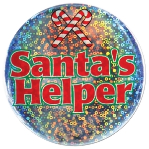Club Pack of 12 Shimmering Santa's Helper Christmas Buttons 3.5 - All