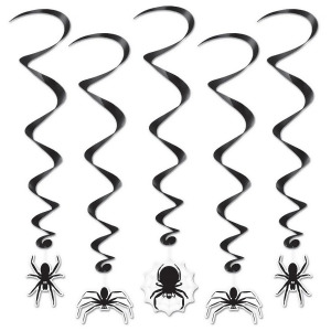 Club Pack of 30 Halloween Creepy Crawly Spider Whirls Hanging Party Decorations 3'4 - All