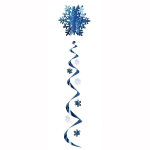 Club Pack of 12 Jumbo Snowflake Whirl Hanging Decorations 4' - All