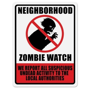 Club Pack of 12 Neighborhood Zombie Watch Sign Cutout Halloween Decorations 17 - All