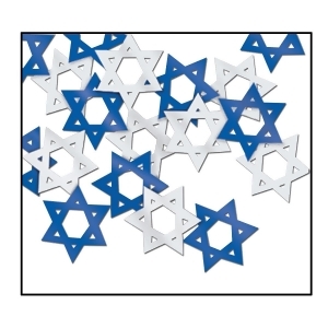 Club Pack of 12 Silver and Blue Fanci-Fetti Star of David Hanukkah Celebration Confetti Bags 0.5 oz. - All