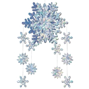 Club Pack of 12 Christmas Opalescent 3-D Snowflake Hanging Mobile Decorations 22 - All