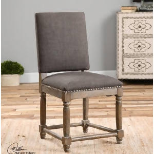28 Asphalt Gray with Antique Brass Studs Decorative Accent Chair - All
