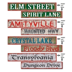 Club Pack of 48 Spooky Halloween Street Sign Cutout Decorations 24 - All