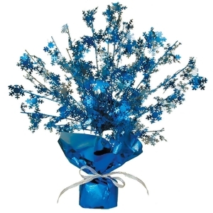 Club Pack of 12 Blue and Silver Metallic Gleam 'N Burst Snowflake Centerpiece Christmas Decorations 15 - All