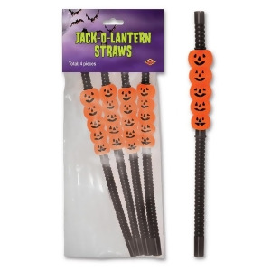 Pack of 48 Spooky Jack-O-Lantern Halloween Drinking Straws Party Decorations - All