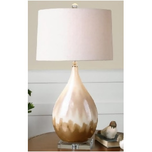 30.5 Multi-Hued Sandy Beige Glazed Decorative Teardrop Ceramic Table Lamp - All