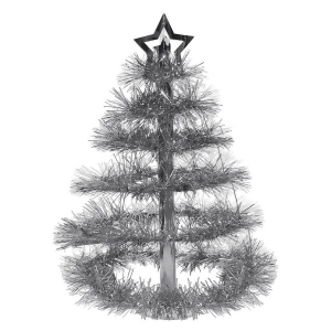 Club Pack of 12 Metallic Silver Tinsel Tree with Star Centerpieces 16 - All