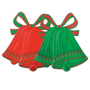 Club Pack of 24 Green and Red Foil Christmas Bell Silhouette Decorations 16.5 - All