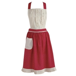 32 Vintage Style Crimson Red and Classic White Polka Dot Women's Kitchen Apron - All