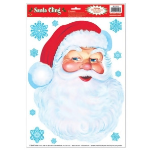 Club Pack of 72 Santa Face and Snowflakes Window Cling Christmas Decorations 17 - All