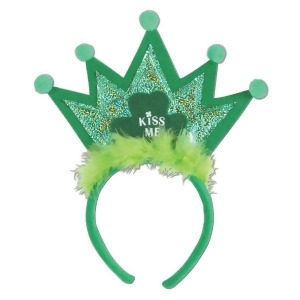 Club Pack of 12 St. Patrick's Day Green Shamrock Tiara Headband Costume Accessories - All