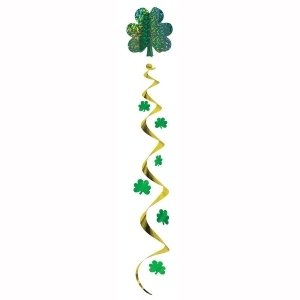 Club Pack of 12 Green and Gold Shamrock St. Patrick's Day Jumbo Hanging Whirl Decorations 48 - All