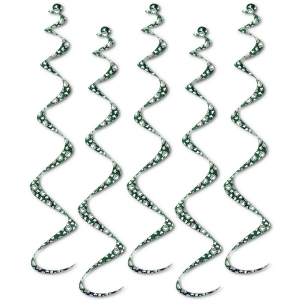 Club Pack of 30 Green and White Printed Shamrock St. Patrick's Day Hanging Whirl Decorations 24 - All