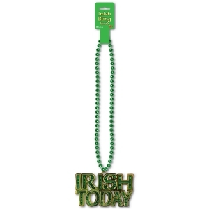 Club Pack of 12 Green Irish Today Medallion St. Patrick's Day Bead Necklaces 36 - All
