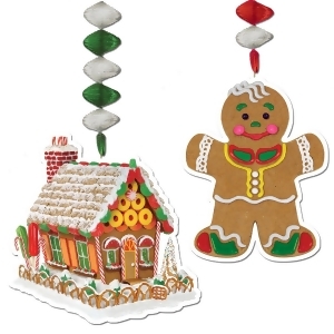 Pack of 24 Gingerbread House and Man Christmas Dangler Hanging Party Decorations 30 - All
