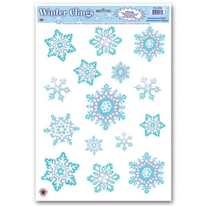 Club Pack of 180 Crystal Snowflake Window Cling Christmas Decorations 17 - All