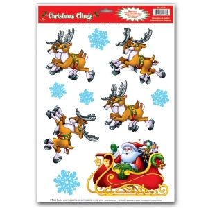 Club Pack of 120 Santa and Reindeer Window Clings Christmas Decorations 17 - All